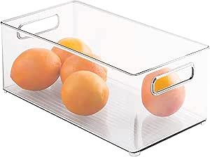 iDesign Kitchen Binz BPA-Free Plastic Deep Stackable Organizer with Handles - 8" x 6" x 14.5", Clear