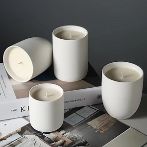 [Hot Item] Home Decor Matte White Candle Vessels Ceramic Scented Candler Jar Empty Candle Container
