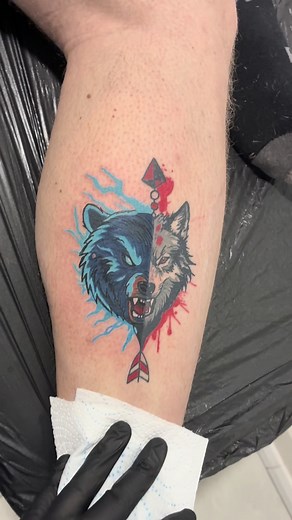 Ian's Dual-Spirit Tattoo: Bear and Wolf Design