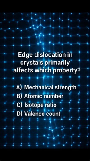 QUIZVERSE on Instagram: "Edge dislocation in crystals primarily affects which property?"