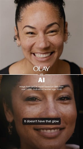And the winner is… 🥁 REAL SKIN! Crystal looks MUCH better than AI aging tech predicted. She’s had Olay on her skincare shelf for 15 years. Coincidence? We think not 😉 | Olay