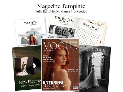 Bridal Magazine Template Editable | Personalized Wedding Keepsake | Bride Magazine Canva (digital Download) - Etsy
