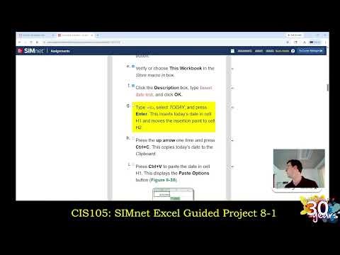 CIS105: 3/26/26: SIMnet Guided Project 8-1 (Excel Macros!)