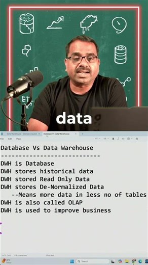 🚀 Database vs Data Warehouse | Core Differences👍