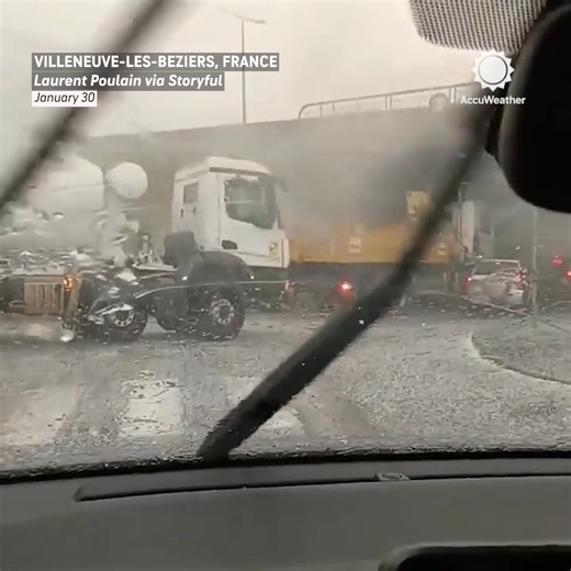 Hail battered cars and blanketed roads as severe weather hit southern France last week. | AccuWeather