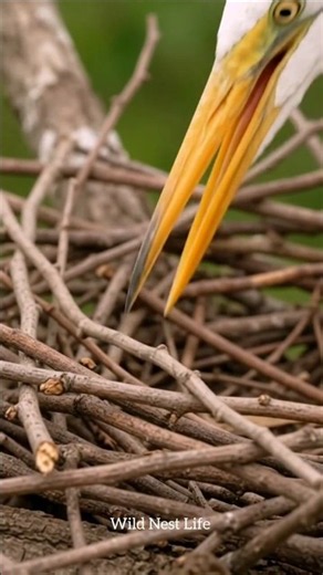 Great Egret Builds an Incredible Nest in a Tree! 🐦 #GreatEgret #BirdNesting #WildlifeShorts