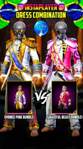 INSTAPLAYER 👑 DRESS COMBINATION 👺 WITH PRINCE PINK BUNDLE 🔥 & GRACEFUL BEAST BUNDLE 🔥 FREE FIRE 🔥