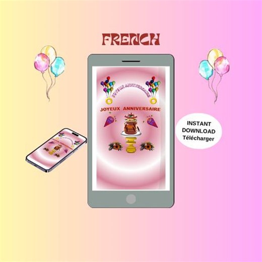 Animated Birthday Video Card -french Mobile E-card (MP4, PNG, PDF, GIF Digital Download) - Etsy