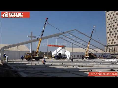 50m clear span marquee tent installation video