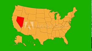 Nevada map animated video. Map Highlighted on the USA map with animation and colour with Green screen background in video format. Stock Video