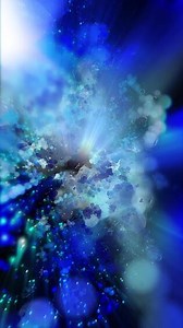 A bright blue galaxy rotates planets and meteors, changing perspective and emphasizing the depth of endless space.