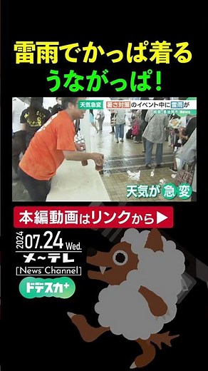 【レア映像】黄色いかっぱ姿の「#うながっぱ」岐阜・#多治見市の#人気キャラクター 雨にも負けず…