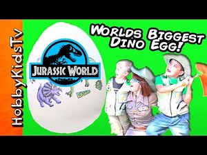 Giant JURASSIC WORLD DINOSAUR Egg! Toy Surprises with HobbyBobby
