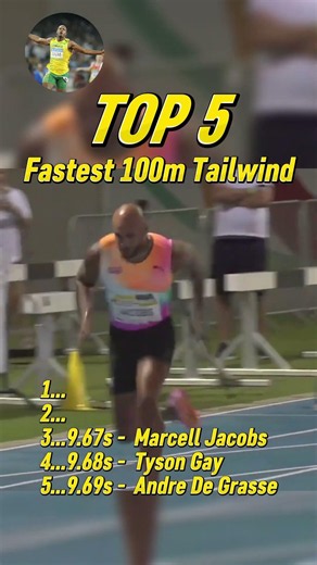 Top 5 Fastest 100m Sprints with Tailwind Ever Recorded!