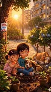 Heart Touching Kids Story ❤️ | Helping Animals in Summer 🐶🐄🐦 #shorts #shortsfeed #summer