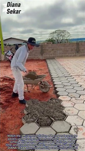 Amazing Hexagonal Paver Installation Process | Fast Concrete Block Pavement Construction
