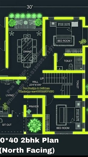 Modern 30×40 North Facing 2BHK House Plan | Vastu Perfect Design | Budget Friendly Home|#3d #online