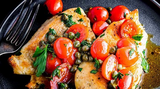 This one pan chicken with capers and cherry tomatoes is a family favorite. This recipe couldn't be simpler and only has 6 main ingredients. Make it! PRINT RECIPE: https://www.sipandfeast.com/italian-chicken-capers-cherry-tomato/ | Sip and Feast