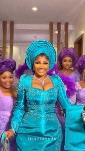 A stunning bride with her favorite girls by her side😍 This transition? Too sweet to handle!😍💜 Bride_kristee Makeupgele, hairstylist @glowbyirik Bride's outfit @mojere_empire_ 🎥:@shotsbydeb__ #AsoEbiBella | Aso Ebi Bella