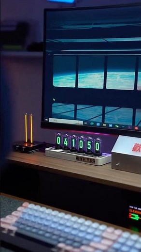 "Most satisfying desk upgrade ever? 🕰️✨ + SURPRISE GIFT! 🎁" Elekstube Nixie Clock!