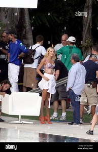 Candice Swanepoel Victoria's Secret Angels shoot a video in Miami for a commercial directed by Michael Bay. The lavish location Stock Photo - Alamy