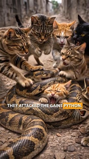 ⚔️🐈 Cats vs Gaint Python 💔 The EPIC rescue Battle 🐾 #shorts #animals #sad