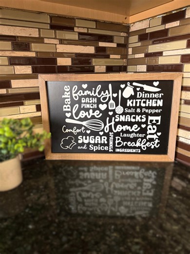 Framed Vinyl Chalkboard Decor for Kitchen, Hanging Rectangle Farmhouse Sign, Rustic Wooden Wall Art - Etsy