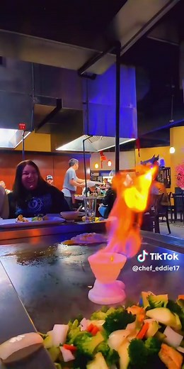 Onion Volcano Technique in Hibachi Cooking