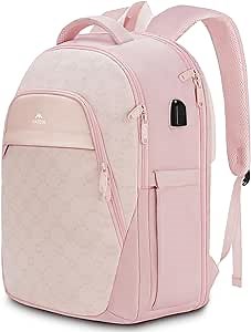 MATEIN Pink Backpack for Women, Anti Theft 17 Inch Laptop Backpack with USB Charging Port, Large TSA Water Resistant Airline Approved Lightweight College Travel Daypack Cute Nurse Work Computer Bag