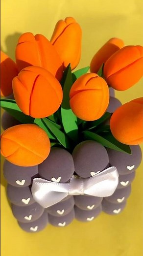 Foam clay shapes ✨🌷 Making a stunning tulip flower the easy way | DIY FoamClay Tulip Flower #shorts