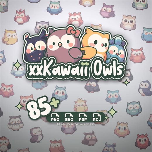 Kawaii Owl Clipart | Chibi Graphics (png, Svg, Pdf, Ai) - Etsy