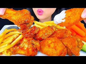 ASMR Fried Chicken Wings | Spicy Mango Habanero & Desert Hot Heat | Buffalo Wild Wings | ASMR Phan