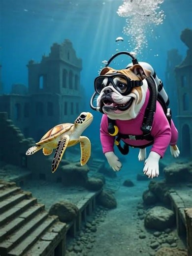 Dog scuba diving