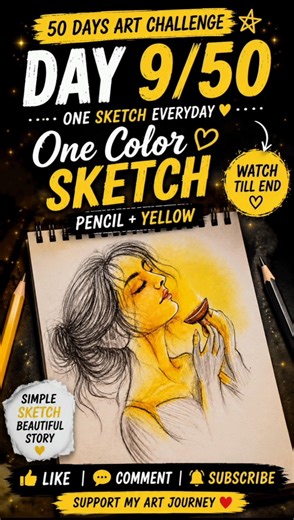 Day 9/50 ✨ One Color Pencil Sketch Challenge