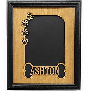 Personalized Dog Bone & Paw Prints Picture Frame (8x10, Black)