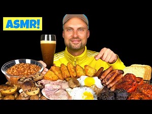 Full English Breakfast Mukbang (LIKE IN UK) 🥘🇬🇧 ASMR No Talking!