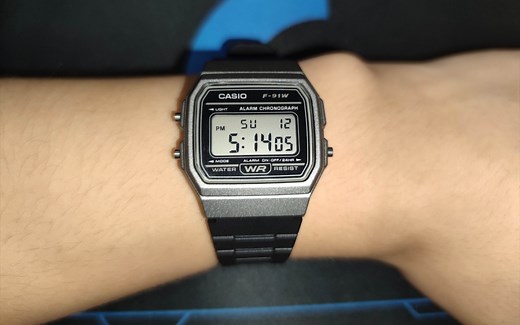 卡西欧F91W沉浸式开箱（casio F-91WM-1B）银白