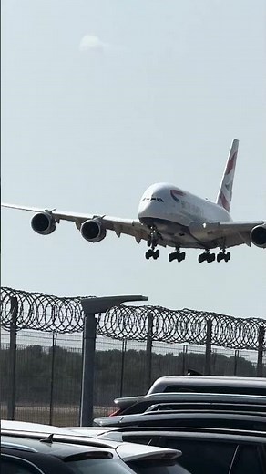 British Airways Airbus A380 touching down softly at Heathrow