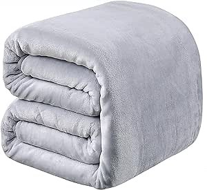 Polar Fleece Blankets Queen Size for The Bed Extra Soft Brush Fabric Super Warm Sofa Blanket 90" x 90"(Light Gray Queen)