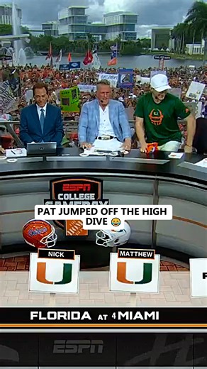 Pregame Classics ✪ | PAT GOES OFF THE HIGH DIVE 🤣🔥 College GameDay in Miami Pat McAfee takes College GameDay in Miami to another level — literally! 😂🙌 The high... | Instagram