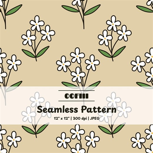 Neutral Beige Daisy Seamless Pattern Digital Paper 12x12 300 DPI Floral Tan Background - Etsy