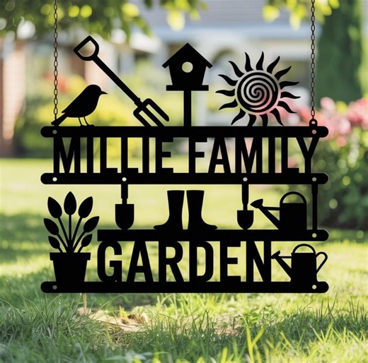 Custom Garden Metal Sign, Personalized Bird With Flower Garden Sign, Garden Decor - Etsy