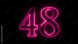 Number on Neon loop animation. frame video 4K shiny number, Neon Number Burning Effect, Count Number