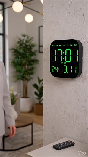 Intelligent Large Screen Digital Living Room Wall Clock with Remote Control, Battery Powered LED Wall Clock with Calendar Time and Temperature Display,#homedecor #smartclock #livingroomgoals #techhacks #DealDrops