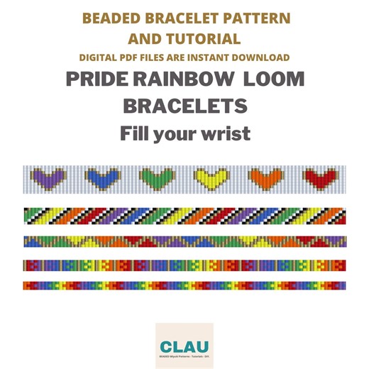 Rainbow Pride Beaded Bracelet Patterns: Peyote Technique Tutorial (digital Download) - Etsy