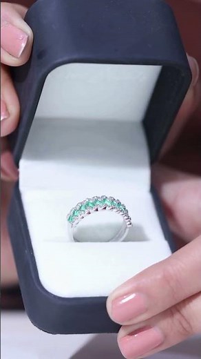Emerald Baguette Eternity Wedding Band | Unique Half Eternity Emerald and Diamond Ring for Women