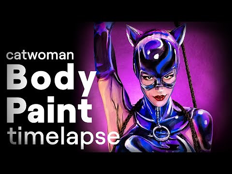 Catwoman Body Paint Transformation 😺 Time lapse 😺Tutorial & NFT art