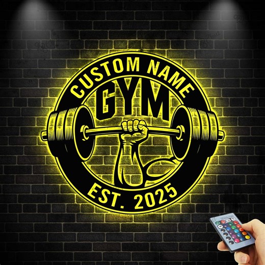 Home Gym Sign,custom Workout Metal Sign,powerlifting Sport Wall Art,gym Name Sign,weightlifting Decor,fitness Home Decor,father's Day Gift - Etsy