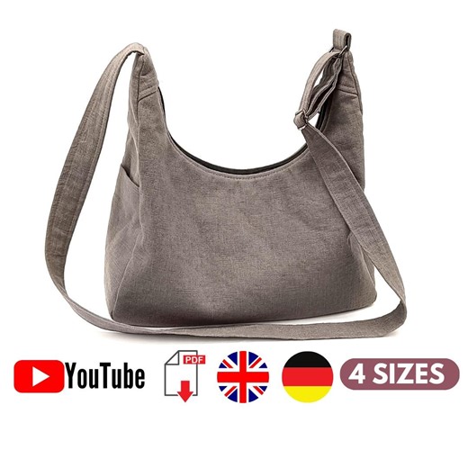 Hobo Bag Sewing Pattern, Sling Bag Pattern and Crossbody Bag Pattern, 4 Sizes, PDF and Youtube Tutorial - Etsy