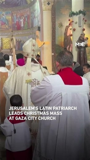 Jerusalem's Latin Patriarch leads Christmas Mass at Gaza City church